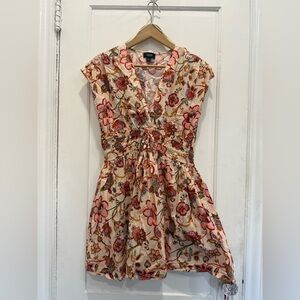 CeCe Floral Mini Dress in Pink and Cream